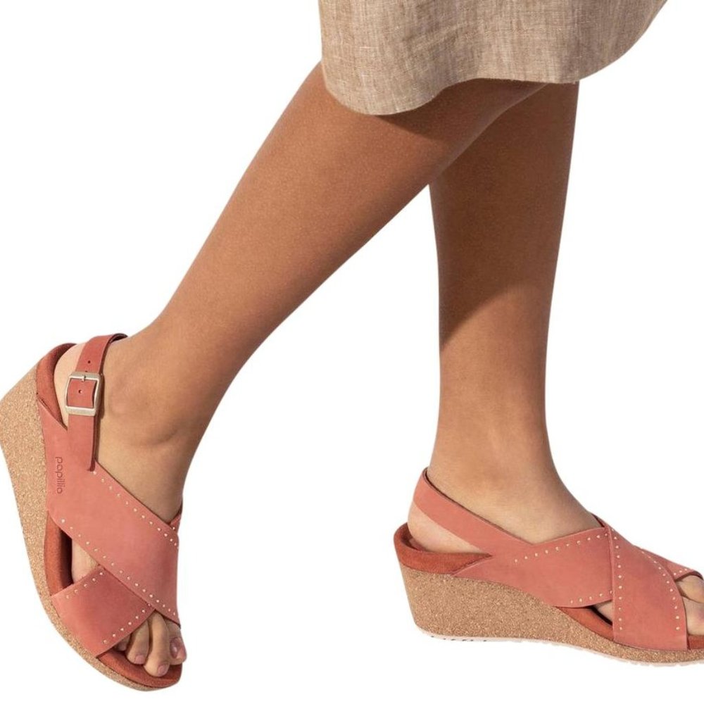 Papillio Samira Rivets Wedge Slingback Sandals Sz EU40/US9-9.5